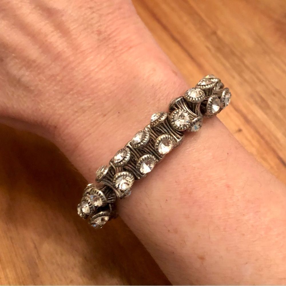 Stretch Silver Rhinestone Bracelet | Small - Picture 2 of 3